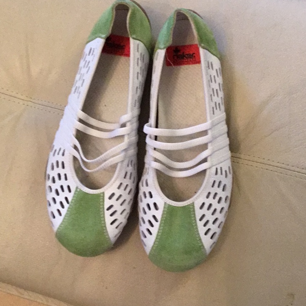 Rieker Green and White Flats